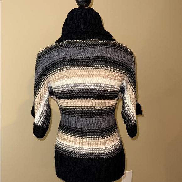 Streetwear Society Striped Cowl Neck Sweater Black Gray Cream Tan Women’s Sz S - Picture 3 of 10